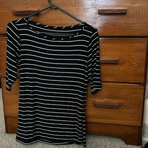 Black & White Striped 3/4 Sleeve Shirt